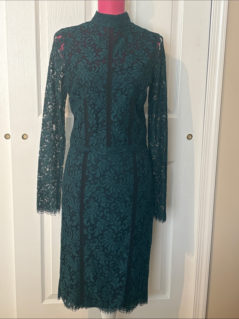 Marciano Teal Lace Long-Sleeve with matching  Sheath skirt
